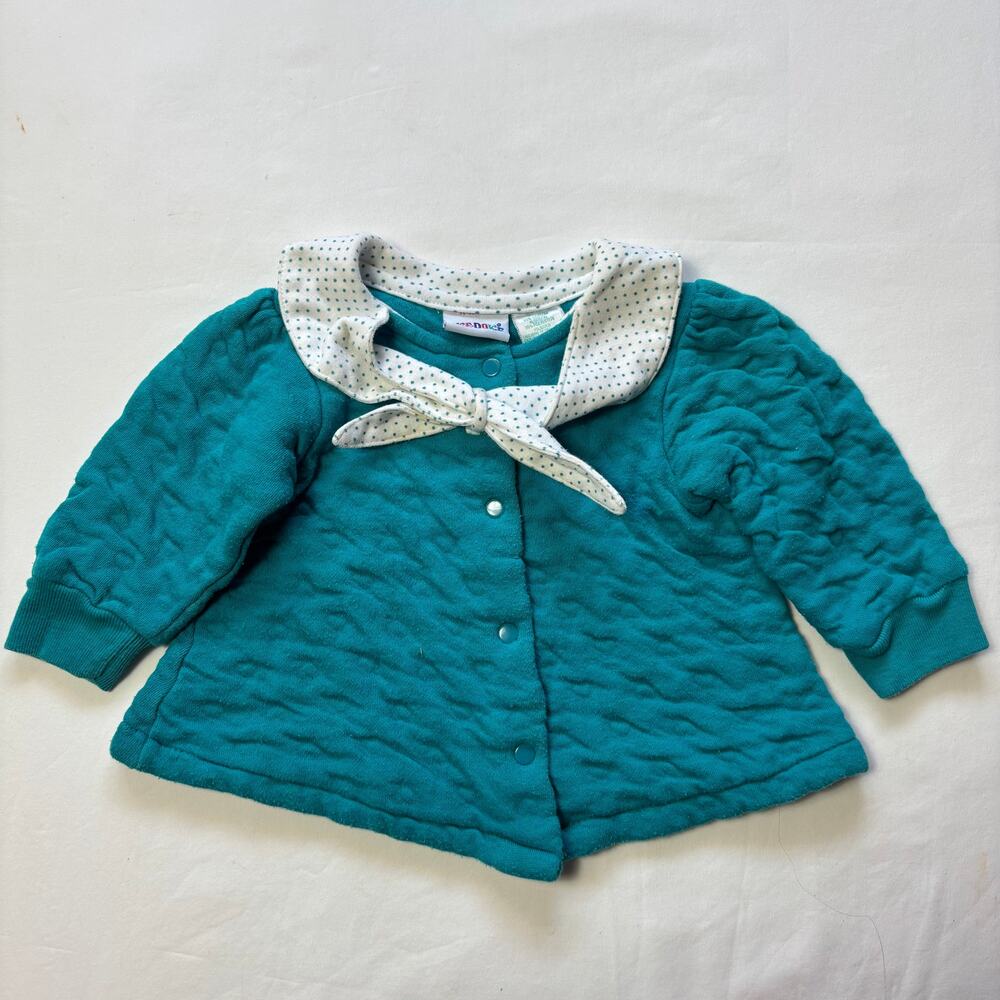 Vintage Teal Quilted Sweater 9-12 months